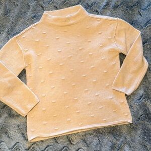 Democracy | Cream Mock Neck Dot-Texture Sweater | Size Small